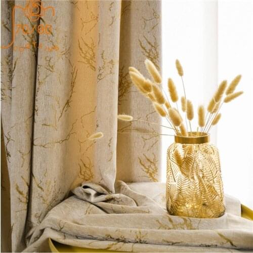 Modern Bronzing Branches Texture Blackout Curtains for Living Room Bedroom Chenille Blinds Jacquard Curtain Fabric Custom