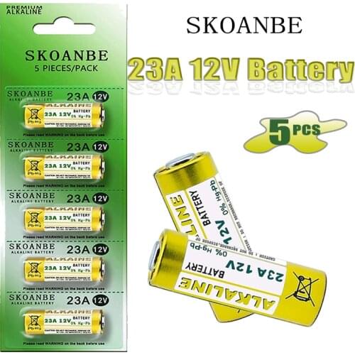 SKOANBE 5PCS Original A23 23A 12V Dry Alkaline Battery E23A MN21 MS21 V23GA for Doorbell,Walkman,Car Remote Control