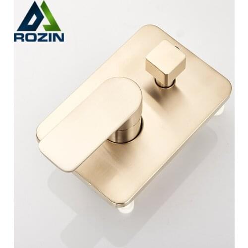 Solid Brass Brushed Gold 2-ways Concealed Shower Mixer Control Valve Round and Square Concealed Box Valve Faucet Cartridge