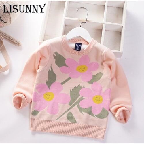 Girls Sweater 2021 New Autumn Winter COTTON Floral Baby Jumper Children Sweaters Toddler Pullover Kids Knitted Clothes 2-7y