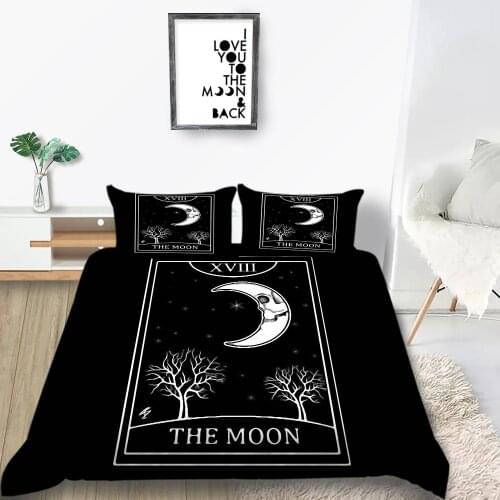 Thumbedding Cartoon Moon Night Bedding Set Black 3D Printed Duvet Cover Artistic King Queen Twin Full Single Double Bed Set