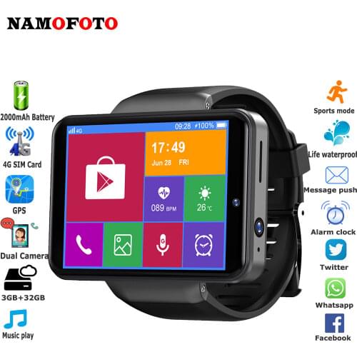 2.86 Inch Big Screen 4G Smartwatch GPS 2700mAh 5MP Camera Video Call 3GB+32GB SIM Card Men Women Sports Tracker Smart Watches