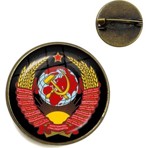 Vintage USSR Soviet Badges Sickle Hammer Brooches CCCP Russia Emblem Communism Sign Top Grade Collar Pins Badge Jewelry For Gift
