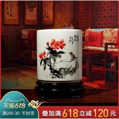 The east mud hand-painted glaze colorful ceramics under large brush pot furnishing articles study desk desktop ornaments