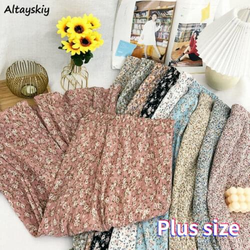 Floral Skirts Women Summer Plus Size Chic Ins Lovely Fashion Holiday Ladies Clothing Ulzzang Preppy Vintage Femme Faldas A-line