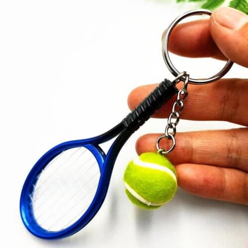 Simulation Mini Tennis Racket Ball Keychain Pendant Bag Key Ring Accessories