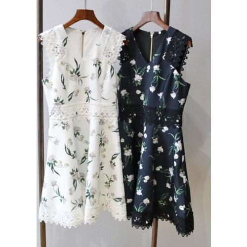 2021 New Spring Summer Lace Floral Print Sleeves Dress Size 0-5 UK Collections