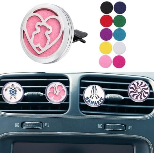 10Pcs/Lot Vintage 30mm Round Rose Flower And Heart Shaped Car Locket Pendant Essential Oil Diffuser Car Freshener Jewelry