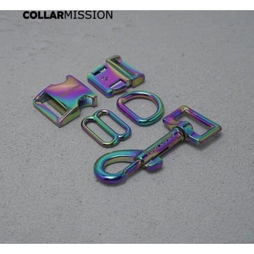 10psc/lot Engraved(metal buckle+adjust buckle+D ring+metal clasp/set) 20mm buckle DIY dog collar part 8 colours