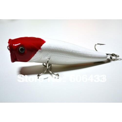 10PCS Fishing fish Popper red head lure hook baits 9cm 15g F0009