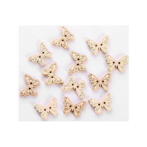 12Pcs /lot 18*24mm Butterfly decorative wooden buttons sewing seam scrapbooking accessories wood button for clothing Cra