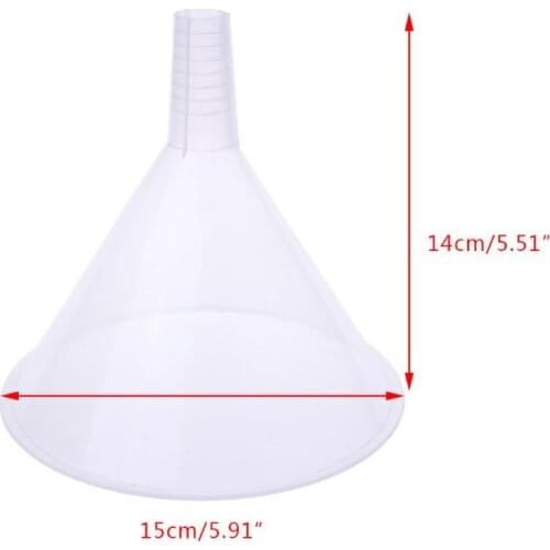 150mm Plastic White Transparent Funnel For Garage / Car Liquids / Laboratory / Kitchen