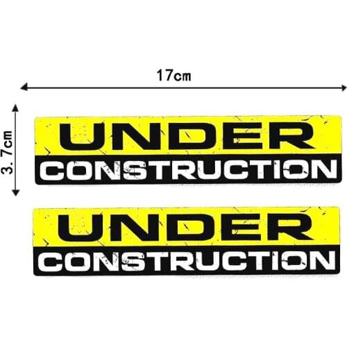 2PCS Warning UNDER CONSTRUCTION Body Car Sticker PVC Decal Waterproof Car Styling Accessories 17CM*3.7CM
