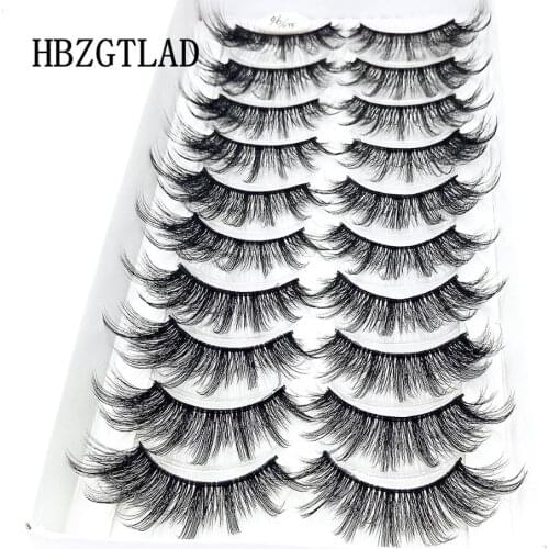 2019 NEW 10 pairs 100% Real Mink Eyelashes 3D Natural False Eyelashes 3d Mink Lashes Soft Eyelash Extension Makeup Kit Cilios 96