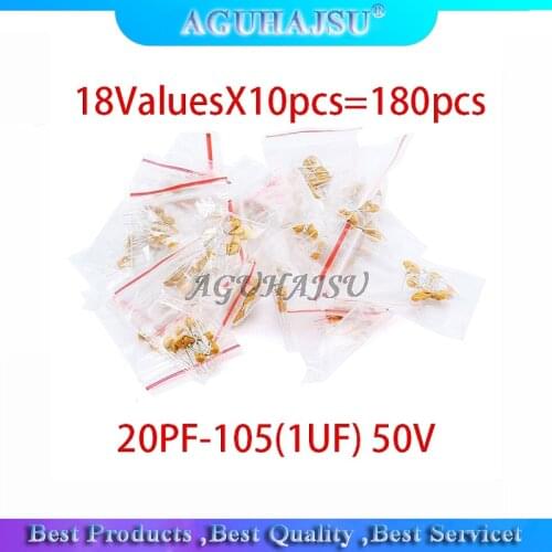20PF-105(1UF) 50V 18ValuesX10pcs=180pcs Mono Monolithic Capacitors ,Monolithic Ceramic Capacitor Assortment Kit