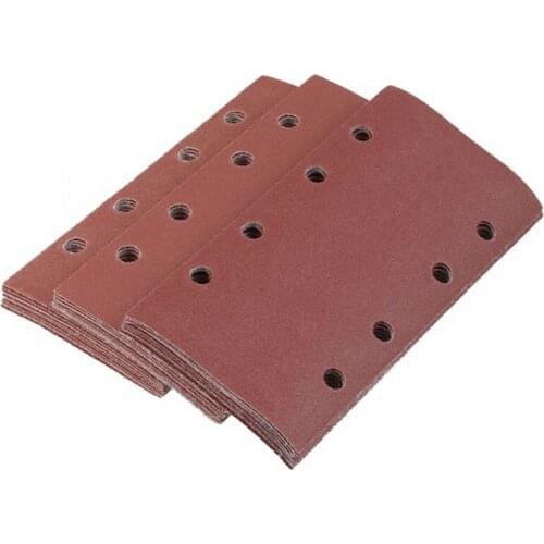 30 Pcs Sanding Pads, Sanding Paper Hook and Loop Sand Sheet 95X185mm Punched 8 Holes Grits 80/120/180 Fit Sheet