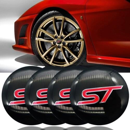 4pcs 56.5mm ST logo Stickers Auto Car Wheel Center Hub Caps sticker For Ford Focus 2 Focus 3 FIESTA Kuga FUSION ESCAPE EDGE