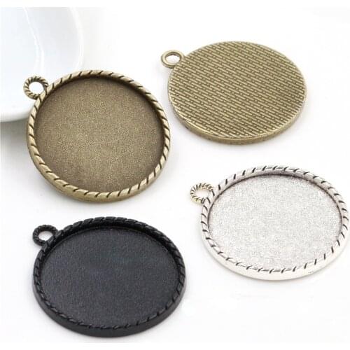5pcs/Lot 30mm Inner Size Antique Silver Plated and Bronze Black Colors Classic Line Style Cabochon Base Setting Charms Pendant