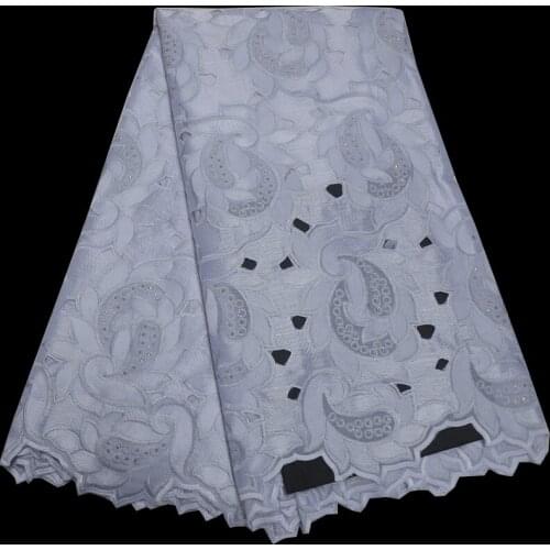 5YARDS/PC) High quality white African cotton lace Wonderful embroidered Swiss voile lace fabric for party dress CLP346