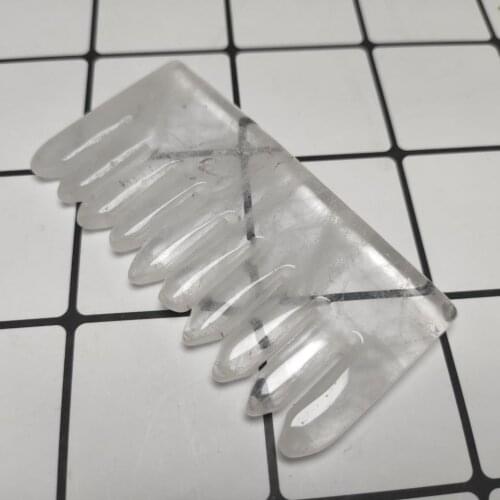 7-8cm natural Rock Crystal Quartz comb crystal hand polished reiki healing scalp massage energy combs