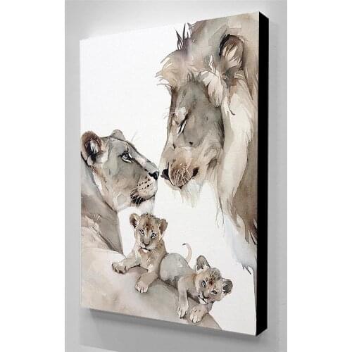 Africa Lion Family Canvas Painting Animal Abstract Art Posters and Prints Wall Art Pictures for Living Room Cuadros Home Decor