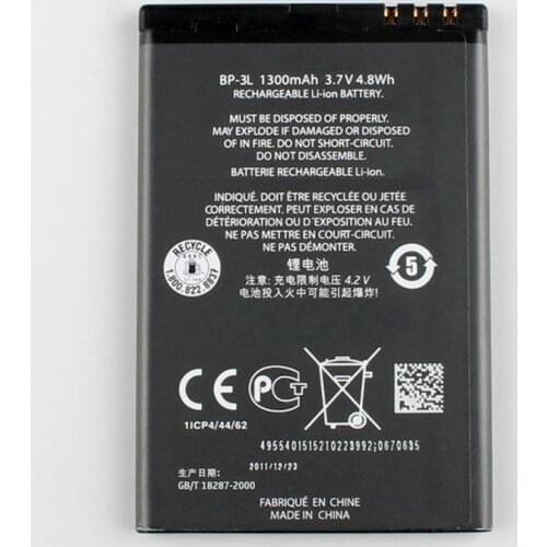 ISUNOO mobile phone battery BP-3L BP 3L BP3L for Nokia Asha 303,Lumia 505 510 610 610C 710 Battery Replacement 1300mAh