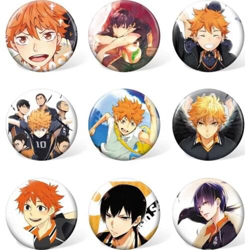 9 pcs/lot Haikyuu Brooch Badge Haikyuu!! Hinata Kageyama Tooru Kenma Tetsurou Tsunage Itadaki no Keshiki Model Doll Toys Pins