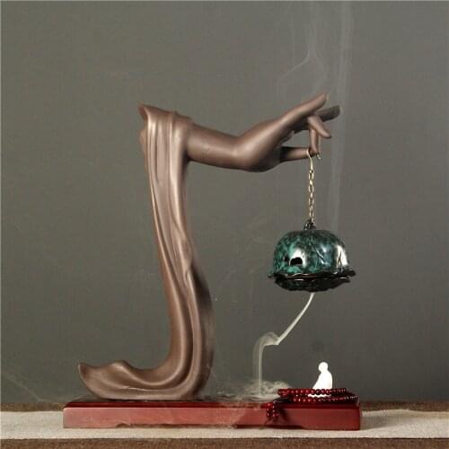 Buhha Hand Incense Burner Holder Backflow Ball Zen Tibetan Incense Burner Smoke Back Flow Bruleur Encens Aroma Lamp AD50IB