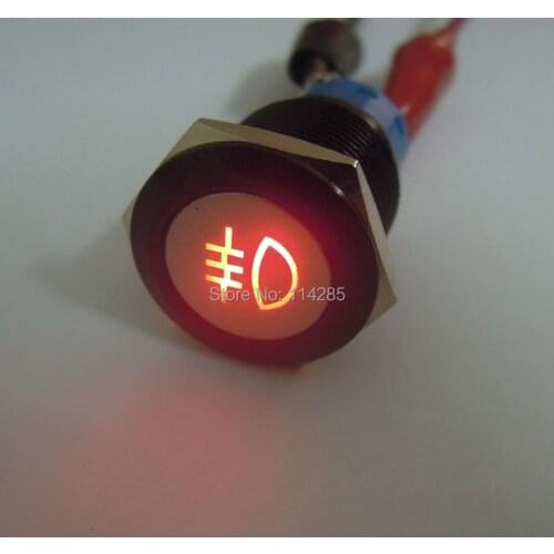 Black Case 12V 19mm Red LED Push Button Metal Switch for Car Fog lights ON/OFF Switch