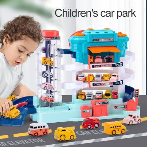 Childrens Parking Lot Automobile Building Electric Rail Car Small Garage Super Large Three-dimensional Multilayer Boy Toys Gift
