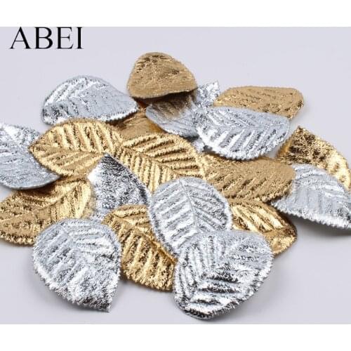 50pcs Double Sides Gold Silver Leaves High Quality Foam Soft leaf For Handmade Crafts DIY Scrapbook Christmas Gift Wedding Decor