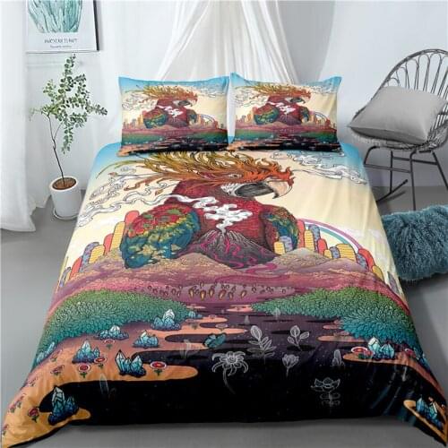 Cartoon animal bedding set double bed animal ethnic style duvet cover set Twin full Queen king size print Polyester home text