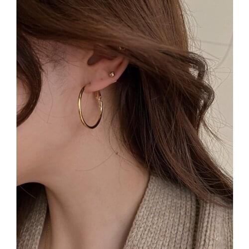 Hoop Round Earrings For Women Fashion Ear Jewelry Big Golden Piercing Earring Elegant Vintage Classic Casual Earings Jewelries