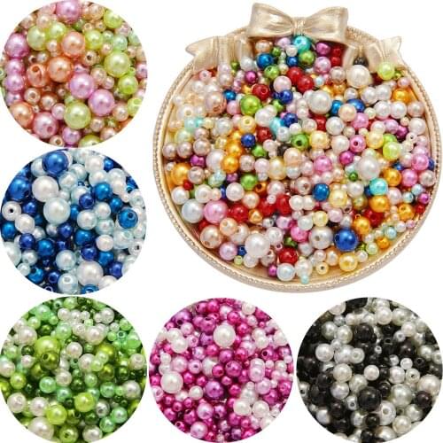150pcs Mix 3-8mm With Straight Hole of Mixed Colors Round ABS Imitation Loose Pearls For DIY Bracelet Necklace Jewelry Makings