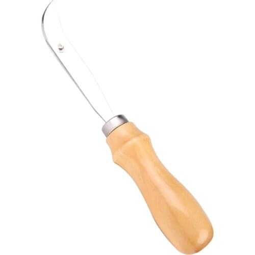 LMDZ Wood Handle Adjustable Stainless Steel Edge Creaser Leather Craft DIY Stainless Steel Handmade Leather Craft Tools