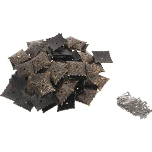 100Pcs 21x21mm Upholstery Nails Antique Bronze Decorative Upholstery Nails Tack Studs Door Sofa Home Decor Furniture Hardware
