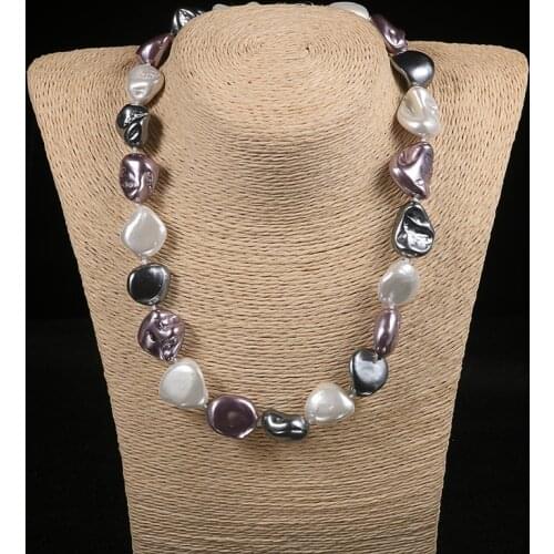 Fashionable natural abnormity Shell Bead Necklace female teeth stone Shell Bead Knot Necklace