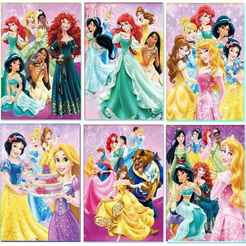 Disney 5D DIY Diamond Painting Cartoon Cross Stitch Disney Princess Character Series Mosaic Kit Home Decoration Painting