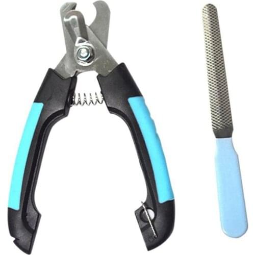 Pet Claw Cleaning Grooming Tools Set Stainless Steel Nail Spring Clipper with Hanger and File
