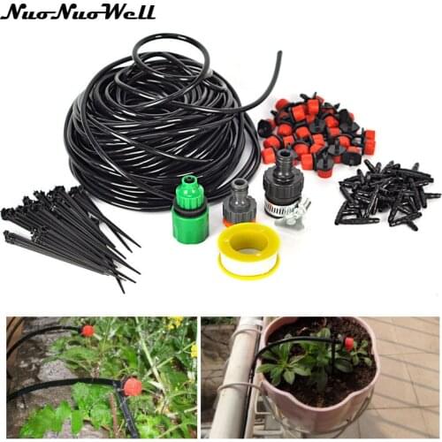 NuoNuoWell 2017 DIY Micro Drip Irrigation System Plant Potted Self Watering 25m Garden Hose Irrigation Kits