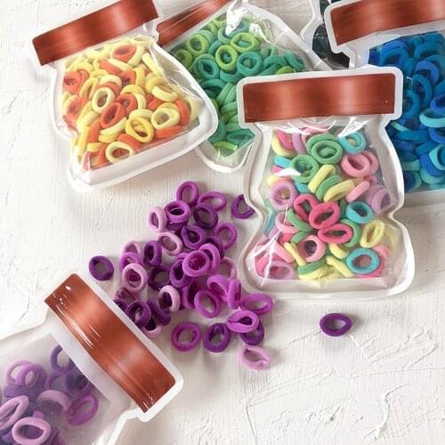 100PCS Solid Color Hair Tie No Damage Elastic Hair Band Ponytail Holder with Bag Hair Rope Headwear Hair Accessories