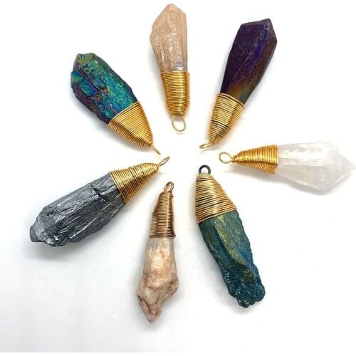 Quality Natural Stone Crystal Necklace Pendant Irregular Shape Handmade Charm Pendant DIY Jewelry Creation Accessories Wholesale
