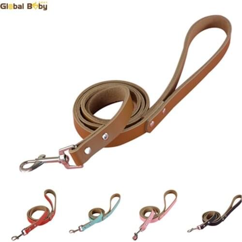 New Arrival Cowhide Leather Pet Leash 5 Colors 2 Sizes Strong Dog Pet Leashes Lead for Medium Dog