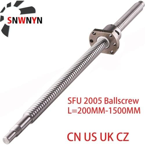 SFU2005 Ball Screw 200 250 300 350 400 450 500 550 600 700 800 1000 1500mm RM 2005 C7 Roller Screw With Ballnut For CNC Parts