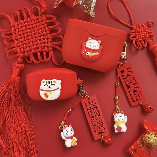 Cute Lucky Cat Earphone Cover for Sony WF-1000XM3 Case for SONY WF-1000XM4 Case TWS Wireless Bluetooth Headphone Silicone Case