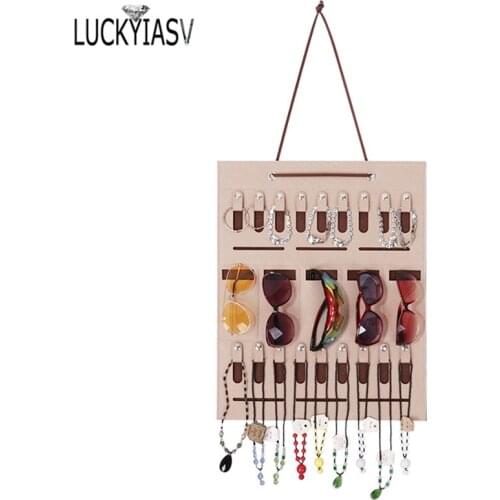 Portable Jewelry Display Roll Bag Foldable Felt Jewelry Necklace Chain Sunglasses Glasses Storage Organizer Bag Pendant Cases
