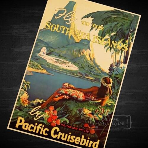 Pacific Cruisebird Service Indonesia View Landscape Travel Retro Vintage Poster Canvas DIY Wall Art Home Bar Posters Decor