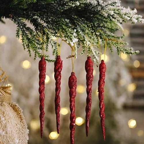10pcs 13cm Christmas Simulation Ice Xmas Tree Hanging Ornament Fake Icicle Winter Party Christmas New Year Decoration Supplies