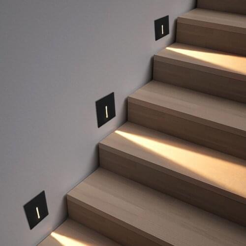 3W Waterproof LED Stair Light Outdoor LED Footlight Aluminum Step Lights Embedded Wall Corner Light Staircase Step Wall Lamp