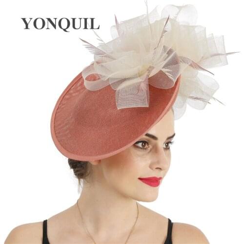 Formal Dress Party Derby Big Fascinator Hat For Women Ladies Headpiece Cocktail Flower Headwear Hairpin Bride Hair Accessories